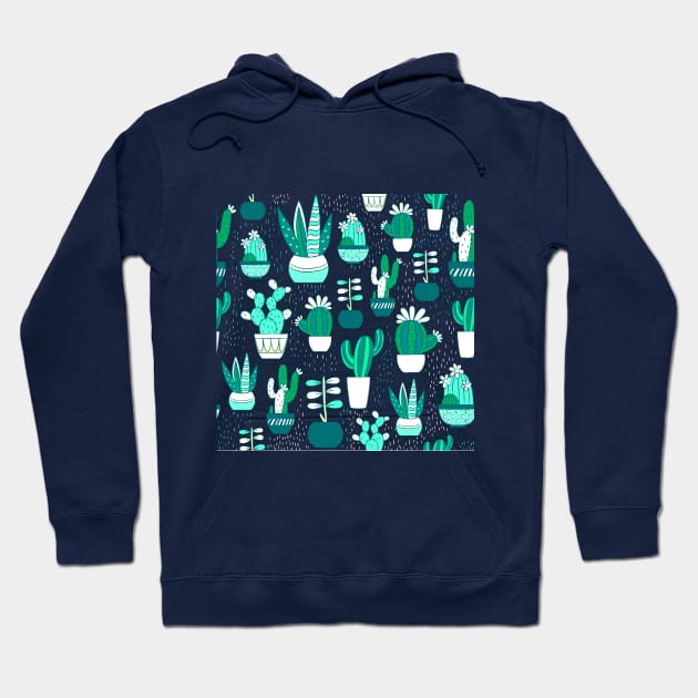 Cool Cactus Aqua Green Hoodie by bragova